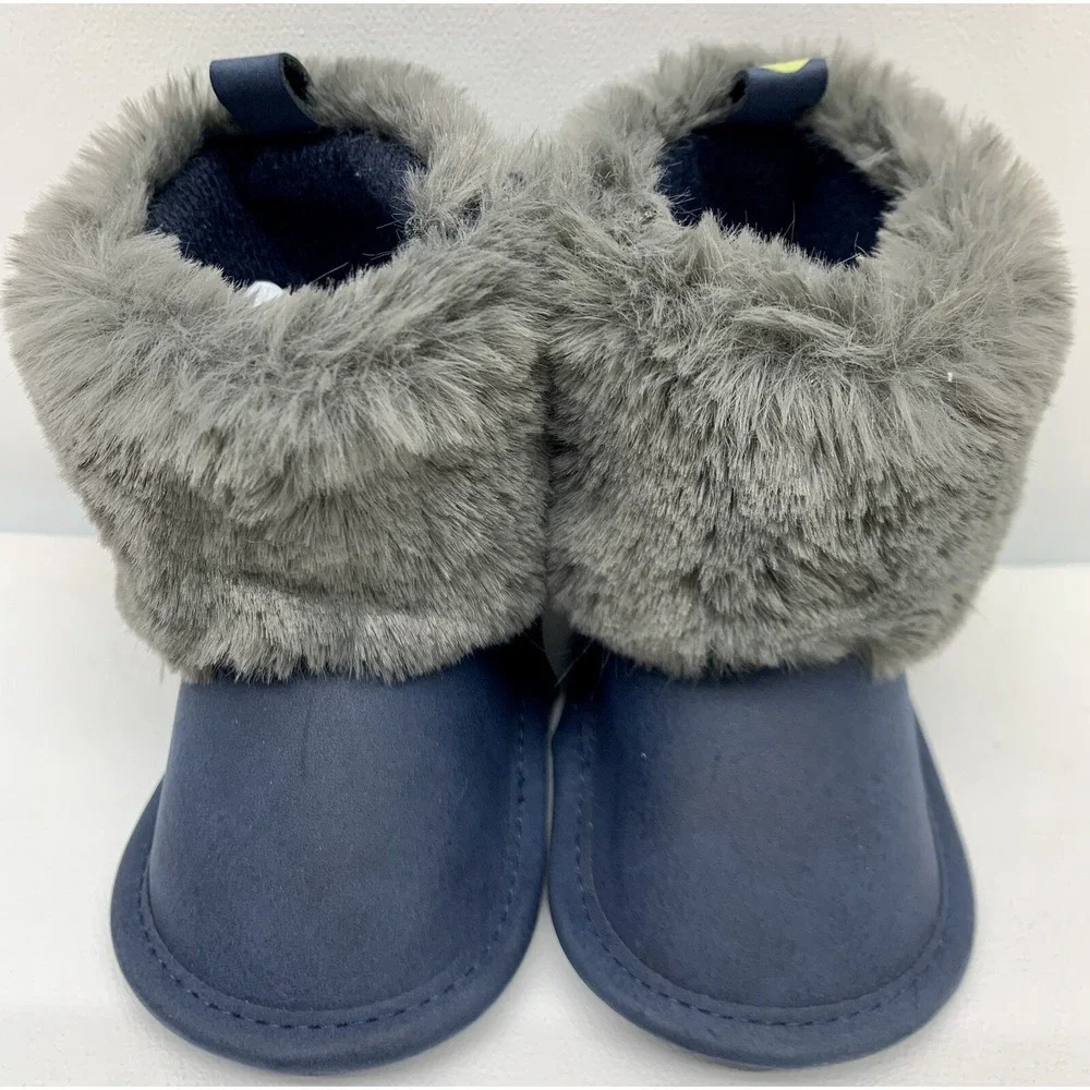 First Steps‎ By Stepping Stones Blue Faux Fur Booties 3-6 Months